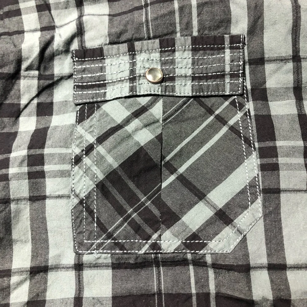 Black Brand Slim Fit Green & Black Plaid Oxford size XXL - Picture 10 of 13